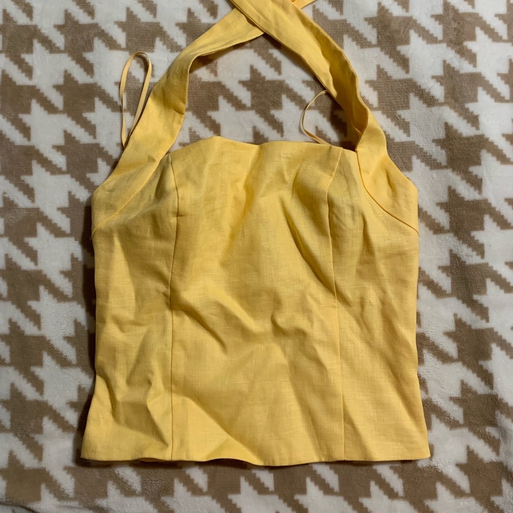 Yellow linen halter top